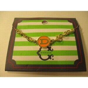 C. Wonder Womens Orange Enamel D MOnogram Initial LINK Bracelet NWT 38